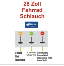 Touren Rad Fahrrad Schlauch Schwalbe 28 Zoll AV DV und SV 17 Neu