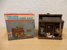 70er Jahre Country Western Saloon Untersetzer-Set M.G.A. 6 Stück mit VP  Vintage