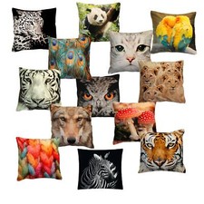 Kissenhülle Fotodruck Kurzplüsch Kissenbezug Deko Kissen wild life ca. 40x40 cm