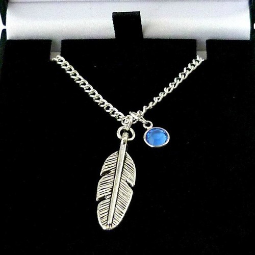 Silber feder halskette mit - silber,