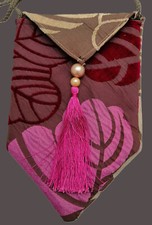 Umhänge Tasche Habdarbeit Bommel Quaste PINK Unikat Kordel Mittelalter 2farbig