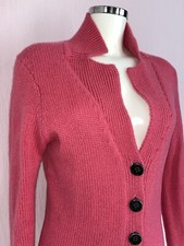 YORN 100% Luxus Kaschmir Cashmere Strickjacke 10-fädig azalee rosa Gr. 36 38