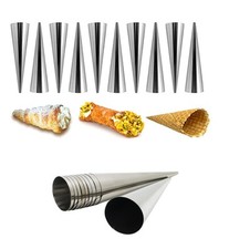 10 Schillerlockenform Backform Hörnchen Edelstahl Schaumrollen Sahnerollen 14cm 