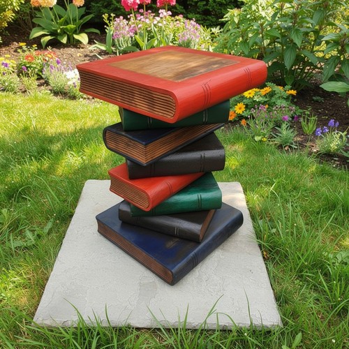 Bücherstapeltisch/bemalt/Mass
