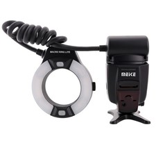 Makro TTL Ringblitz für Nikon Kamera mit LED Hilfslicht Meike MK-14EXT