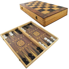 XXL Backgammon Schachspiel Holz Spielbrett 50x47 cm klappbar Dame Schach P-716