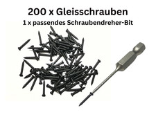 200x Gleisschrauben TT+N passender Bit – M1,2 x 8 mm – Modellbahn Schraubensatz