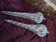 Christbaumschmuck Glas 2 große Inge Glas Zapfen Eiszapfen sehr edel - 32 cm