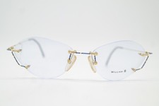 Vintage Brille WILLIAM S W15 Gold Blau Schwarz Randlos Brillengestell eyeglasses