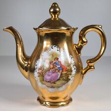 Kaffee- Mokkakanne vergoldet, Porzellan, Kronester Bavaria, galante Szene