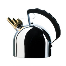 FM Wasserkocher, Alessi, Richard Sapper, Edelstahl, Messing, Kl.200, 16,5 x 19