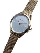 Bering Damen Uhr 17031-334 Gold Mesh Edelstahl Quarz Saphirglas Elegant