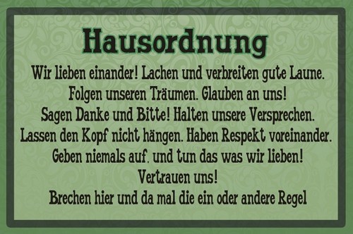 Holzschild 20x30 hausordnung - 20x30,