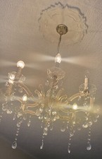 Antik Kristall Kronleuchter, Lüster 8 Flammig Kristallglas Echt Italien / 65 cm