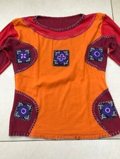 Dünner Pullover aus Indien, ausgefallen mit Stickerei, Hippie, Goa, S/M