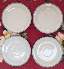 4 Eschenbach Roswitha Untertassen Porzellan elfenbeinfarben/grün Germany US Zone