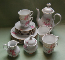 Vintage Kaffeegeschirr Royal Tettau Venus Kirschblüte mit Goldrand Kaffeeservice