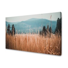 Leinwandbild Natur Grashalme Gras Blick auf die Berge Größe 40x30 bis 120x80 cm