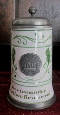 Bierkrug Steingut Keramik Zinn DAB 0,5l Deckel Sahm *handbemalt ***SAMMLER***