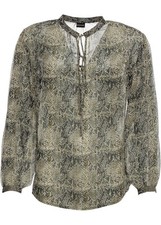 Chiffonbluse Snake Gr. 40 Oliv Schlange Bedruckt Damen-Bluse Langarmbluse Neu