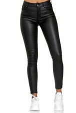 2025Damen Hose Leder Optik Push Up Kunstleder Skinny Coated Lederimitat Stretch 