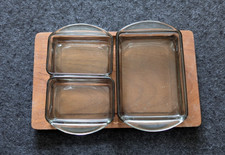 Vintage - Servierschale - Menage - Mid Century - Glas - Holz - sehr alt