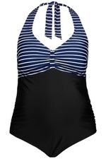 Ulla Popken Damen große Größen Bellieva Badeanzug Streifen Umstandsmode