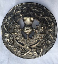 Kilt Fliege kariert Brosche Distel Wappen antik 3"/Schottische Fliege kariert Broschen/Anstecknadeln
