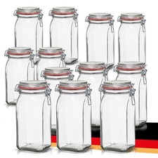 12er Set Vorratsgläser mit Bügelverschluss 1,5L Einmachgläser Drahtbügel Glas