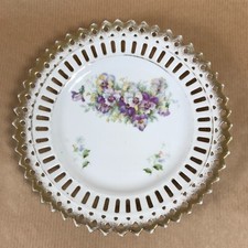 Vintage Blumen Stiefmütterchen Porzellan Band Teller