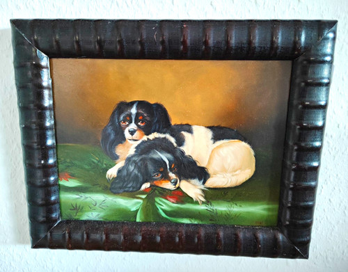 Gerahmtes gemälde hunde motiv - gerahmtes, hunde-motiv