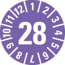 Prüfplakette 28, violett
