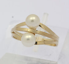 ♦♦ Ring in 585 er 14k 14 kt Gelb Gold mit Zuchtperle Goldring Perlenring Perle ♦