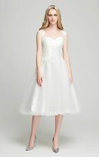 HBH Brautmode 50er Rockabilly halblanges Brautkleid Hochzeitskleid mit Spitze