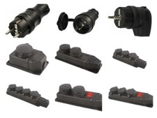 Schuko Stecker Mehrfach Steckdosen Kupplung Steckdosenleiste  2 3 4 fach Gummi