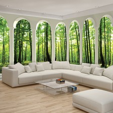 Eckfototapete XXL Vlies Fototapete Ecke WALD TERRASSE 3D Wohnzimmer TAPETE 928