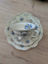 Schönes Art Deco Sammeltasse Gedeck 3 tlg von Elfenbein