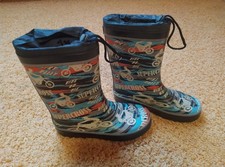 Gummistiefel/blau-rot-grau-weiß/Motiv Motorräder/Gr.32