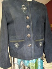 Trachtenjacke, marineblauer (Echtleder) Wildlederjanker 38 S, Hirschhornknöpfe