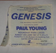 Vintage GENESIS + Paul Young Concert Ticket – 27 June 1987 – Roundhay Park Leeds
