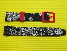ORIGINAL Swatch - RAP - Leder / Stoff  Armband 17mm - AGR117 .