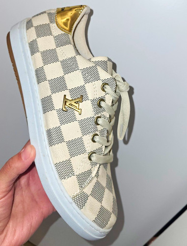 Sneaker kariert beige weiß - sneaker,