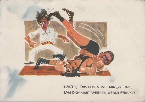 Ddr postkarte humor ringkampf - postkarte,