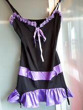 Burlesque Hexe Halloween Party-Kostüm+ Hut lila/schwarz Gr. 36/38/40 S/M/L neu