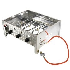 Edelstahl Gasbräter Gasgrill Bräter 10 kW 3 flammig Gasschlauch BBQ Grill B01