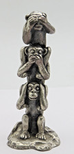 25439/ Vintage Peltro Italy Zinnfigur 3 Affen Nichts sehen.......  Höhe 9,7 cm