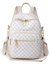 Damen Rucksack Schultertasche Weiss Plaidmuster