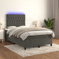 Boxspringbett mit Matratze & LED Dunkelgrau 120x200 cm Samt