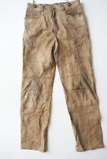 Lange Lederhose Ziegenleder braun edel speckig mit dezenter Stickerei Gr.46