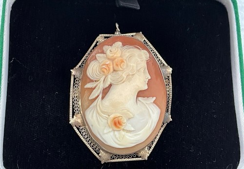Antike 585 gold brosche kamee - antike,